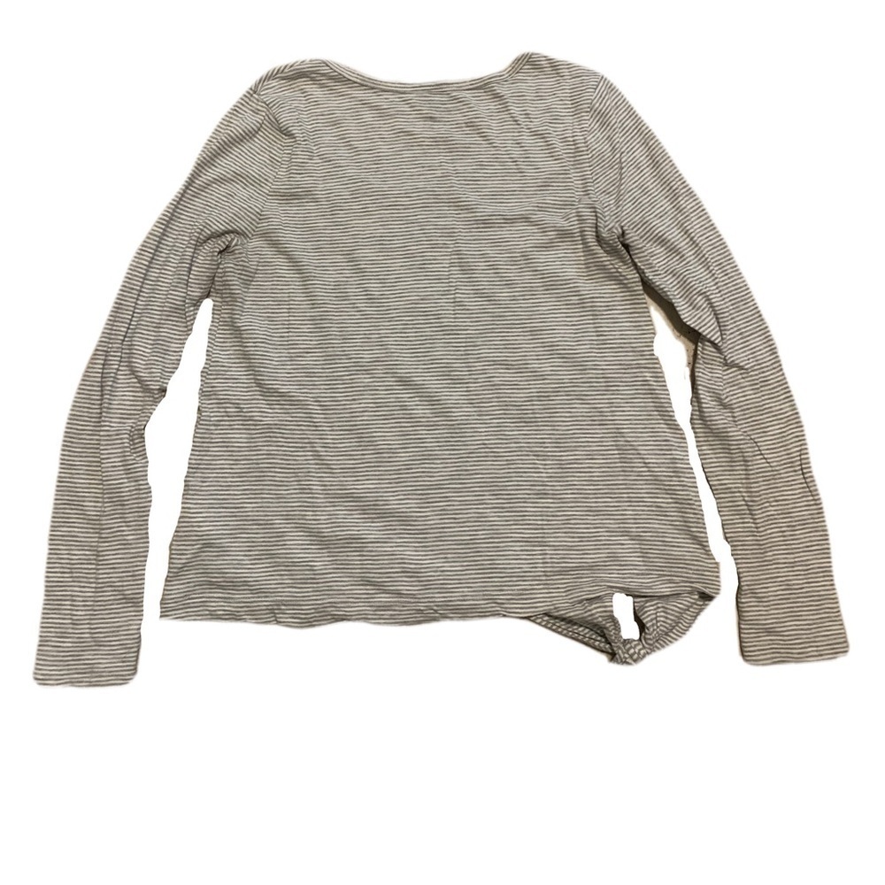 💜 Gap Easy Tee Striped Long Sleeve T-Shirt - Gray & White - Size S